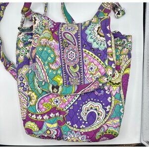 Vera Bradley Purple Paisley Convertible Backpack Purse With Adjustable Straps Zi